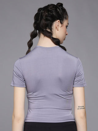 MKH Women Lavender Round Neck Fitness T-Shirt