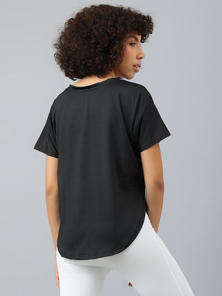 MKH Women Black Good Choices Dri-Fit Relaxed Fit T-Shirt