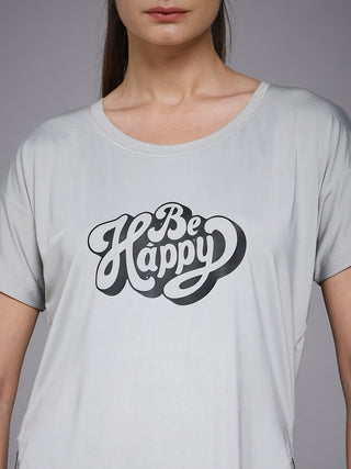 MKH Women Grey Daily Wear Modern Typography Graphic T-Shirt