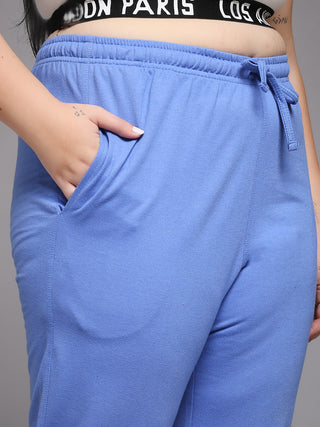 MKH Women Plus Size Blue Gym Track Pants