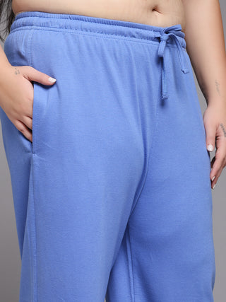 MKH Women Plus Size Blue Gym & Training Track Pants