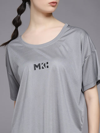 MKH Women Grey Lightweight Workout T-Shirt for Outdoor Fitness