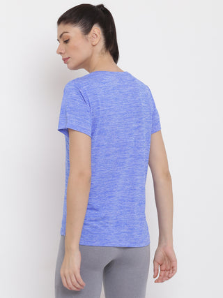 MKH Women Blue Lightweight Running Wear T-Shirt for Outdoor Fitness