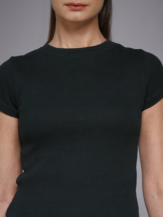 MKH Olive Textured Ribbed Short Sleeve Tee