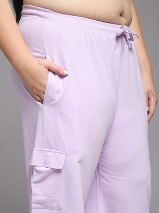 MKH Women Plus Size Purple High Waist Lounge Pants