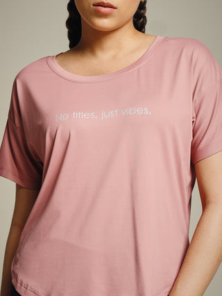 MKH Women Pink Modern Typography Printed Round Neck Relaxed Fit T-Shirt
