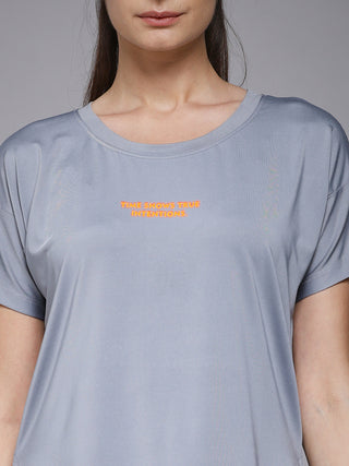 MKH Women Grey Signature Contemporary Printed T-Shirt