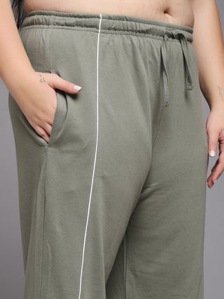 MKH Women Plus Size Green Lounge Track Pants