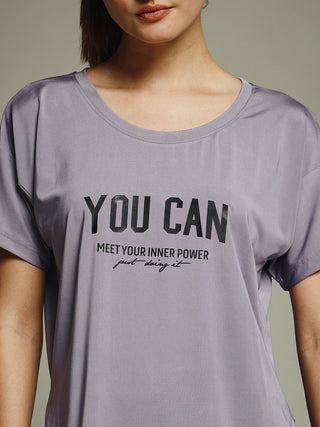 MKH Women Lavender Weekend Contemporary Printed T-Shirt