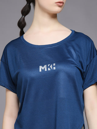 MKH Women Blue Activewear Gym T-Shirt for Running and Fitness