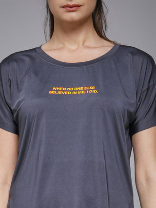 MKH Women Grey Trendy Graphic Printed Casual T-Shirt