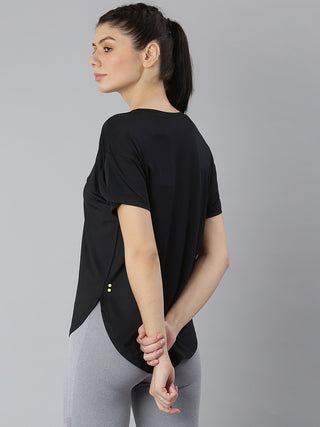 NEON 09 WOMEN BLACK DRI-FIT RELAXED FIT T-SHIRT