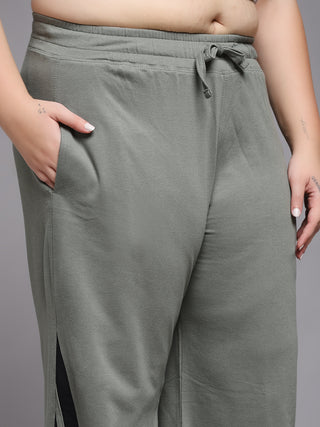 MKH Women Plus Size Green Workout Track Pants