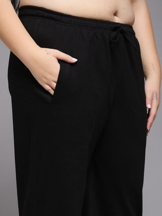 MKH Women Plus Size Black Everyday Lounge Pants