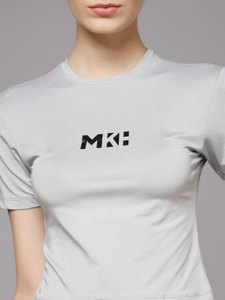 MKH Women Sand Grey Breathable Gym & Yoga T-Shirt