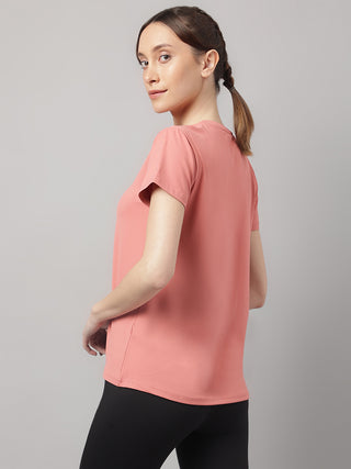 MKH Women Pink Breathable Gym Training T-Shirt for Outdoor Use