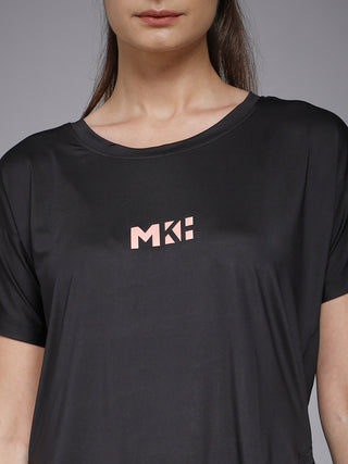 MKH Women Black Casual Lifestyle Typography T-Shirt