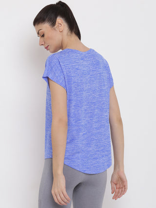 MKH Women Blue Lightweight Workout Wear T-Shirt for Fitness Training