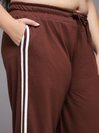 MKH Women Plus Size Brown Yoga Track Pants