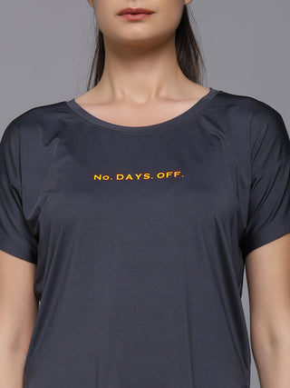 MKH Women Grey Contemporary Statement Typography Casual T-Shirt