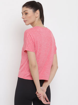 MKH Women Pink Soft Comfort Workout T-Shirt for Fitness Training