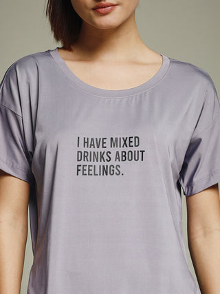 MKH Women Lavender Signature Everyday Comfort Printed T-Shirt