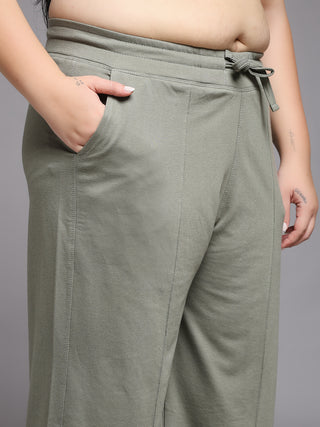 MKH Women Plus Size Green Travel Track Pants