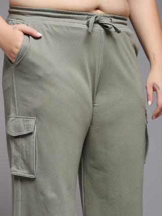 MKH Women Plus Size Green Comfortable Track Pants