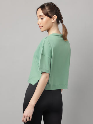 MKH Women Green Breathable Running T Shirt for Outdoor Workouts