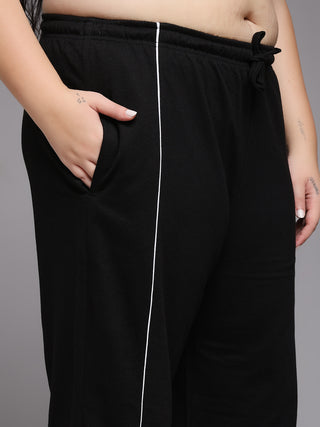 MKH Women Plus Size Black Stretchable Track Pants
