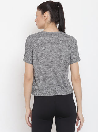 MKH Women Black Activewear Training T-Shirt for Running and Fitness