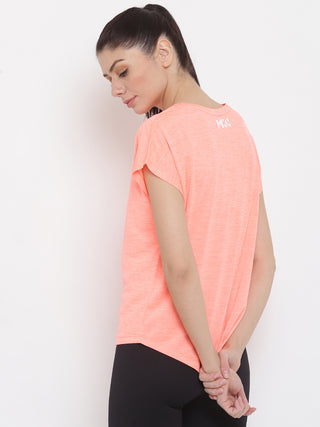 MKH Women Orange Comfortable Fitness Training T-Shirt for Outdoor Use