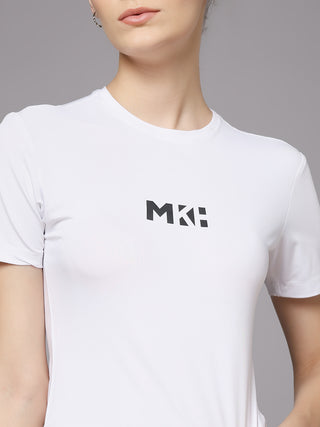 MKH Women White Quick Dry Activewear T-Shirt`