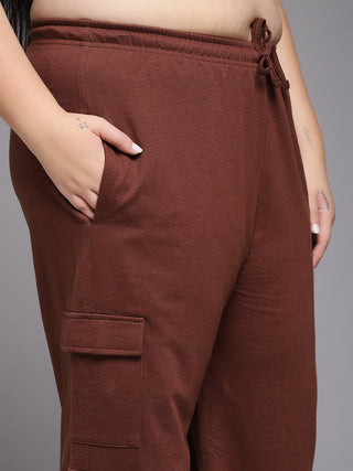 MKH Women Plus Size Brown Drawstring Lounge Pants