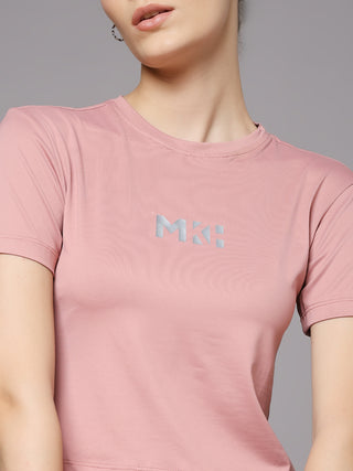 MKH Women Onion Pink Typography Print Workout T-Shirt