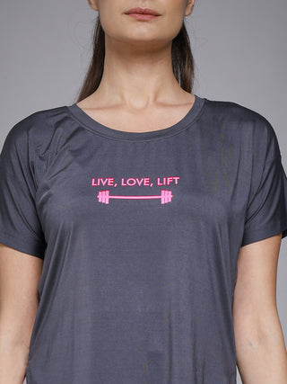 MKH Dark Grey Women FlexCore Active Gym T-Shirt