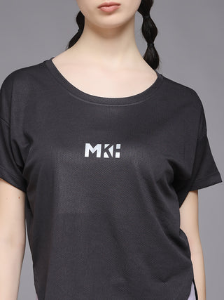 MKH Women Grey Breathable Sports T-Shirt for Gym and Activity