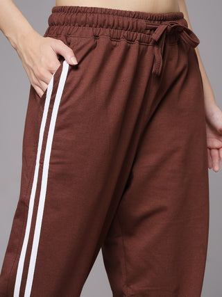 MKH Women Brown Wide Leg Lounge Pants