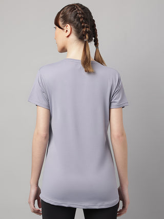 MKH Women Grey Breathable Sportswear T-Shirt for Running Training