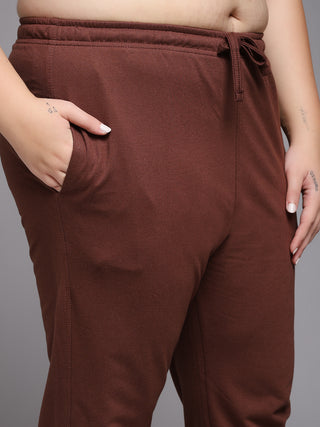 MKH Women Plus Size Brown Lightweight Track Pants