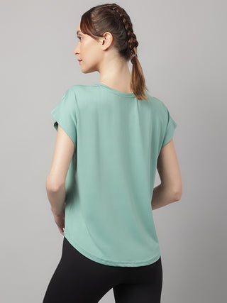 MKH Women Sea Green UrbanSprint Daily Workout T-Shirt