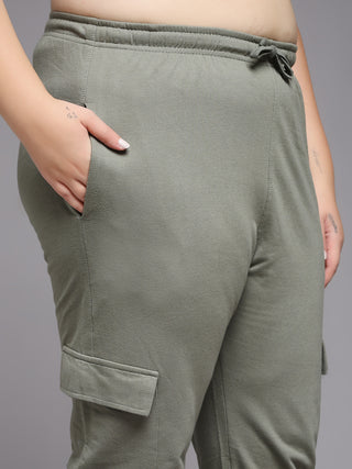 MKH Women Plus Size Green Fitness Track Pants