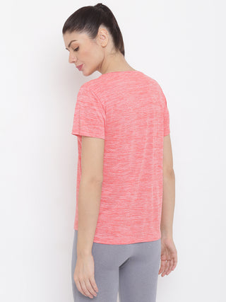 MKH Women Red Lightweight Training Wear T-Shirt for Outdoor Activity