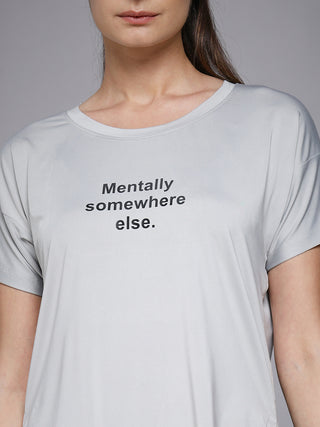 MKH Women Grey Trendy Relaxed Fit Graphic T-Shirt
