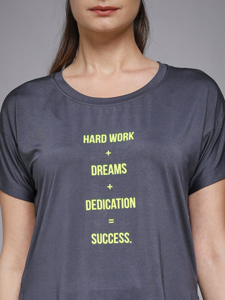 MKH Women Grey Weekend Contemporary Printed T-Shirt
