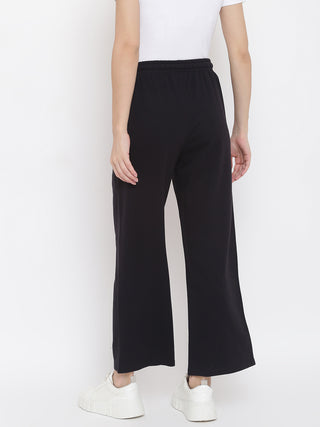 MKH Women Black Mid-Rise Regular Fit Track Pants
