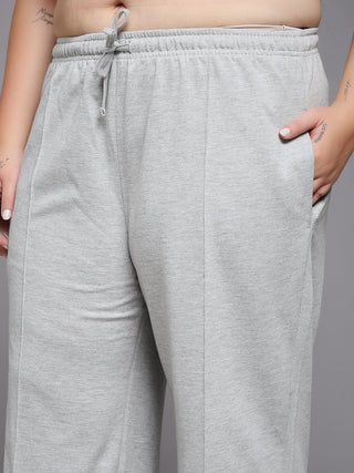 MKH Women Plus Size Grey Wide Leg Workout Pants