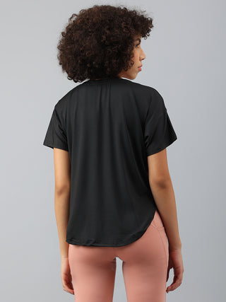 MKH Good Choices Women Black Dri-Fit Relaxed Fit T-Shirt