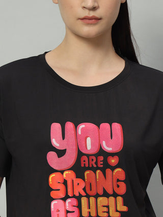 MKH Women Black Performance Gym T-Shirt for Running and Activity