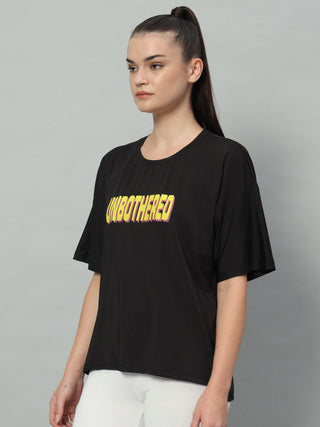 MKH Women Black Stretchable Gym T-Shirt for Training and Activity
